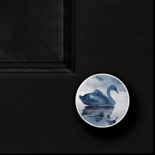Pomo De Cerámica Reflexiones polvorientas   Moody Dusty Blue Swan e
