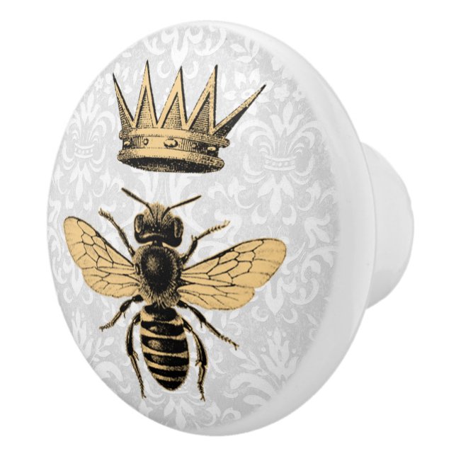 Pomo De Cerámica Regal Gold Queen Bee & Light Blue Filigree (Derecha)