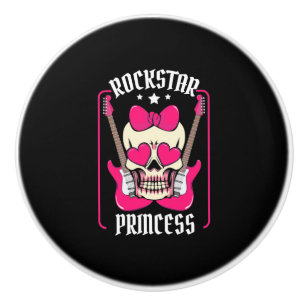 Pomo De Cerámica Regalo de Navidad Rockstar Princess Skull