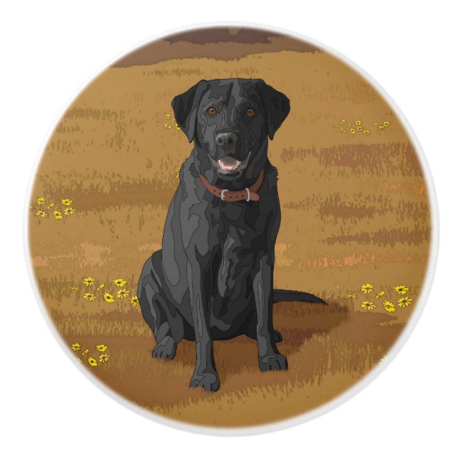 Pomo De Cerámica Regalo del amante del perro del labrador negro (Anverso)