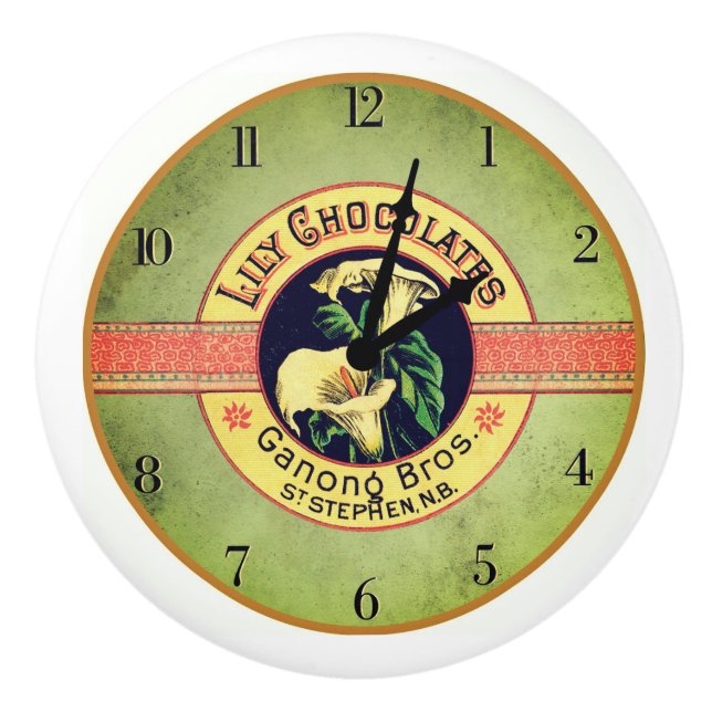 Pomo De Cerámica Reloj de anuncio de chocolate Art Nouveau (Anverso)