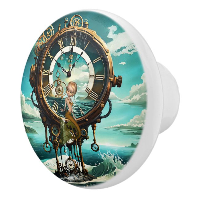Pomo De Cerámica Reloj de vapor fantástico (Derecha)