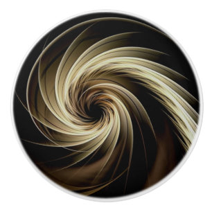 Pomo De Cerámica Remolino dorado sobre negro