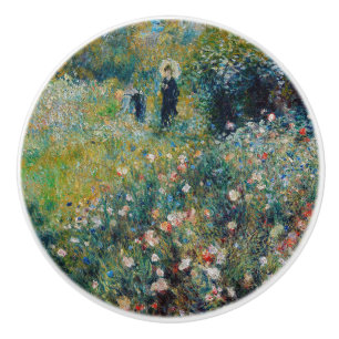 Pomo De Cerámica Renoir - Mujer con sombrilla en un jardín