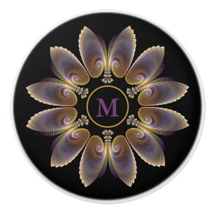 Pomo De Cerámica Resumen Angel Wings Mandala Fractal Monograma