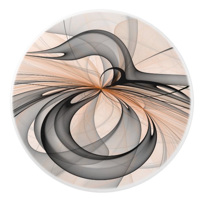 Pomo De Cerámica Resumen Antracita Grey Siena Arte Fractal Moderno (Anverso)