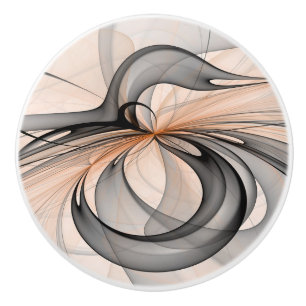Pomo De Cerámica Resumen Antracita Grey Siena Arte Fractal Moderno