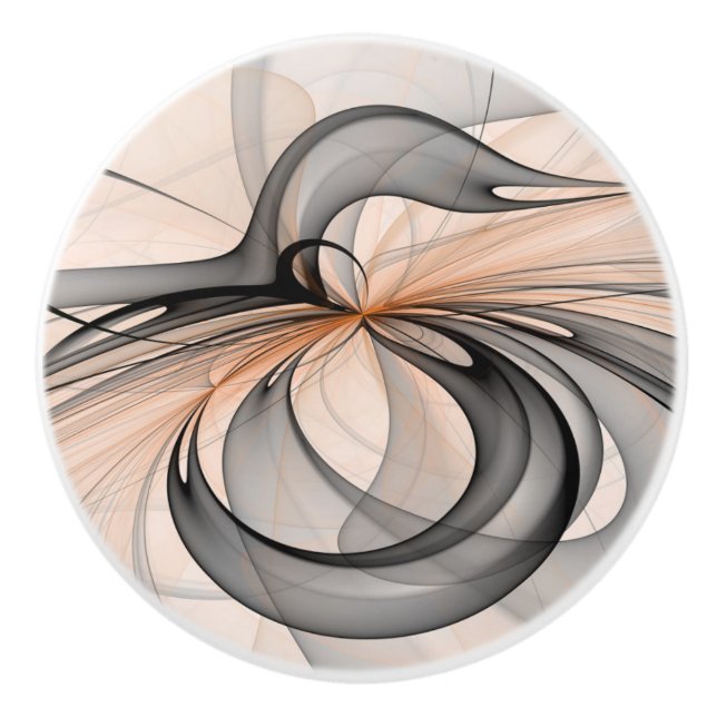 Pomo De Cerámica Resumen Antracita Grey Siena Arte Fractal Moderno (Anverso)