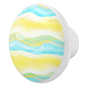 Pomo De Cerámica Resumen artístico brillante Patrón retro de ondas