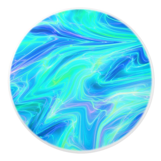 Pomo De Cerámica Resumen azul turquesa (Anverso)