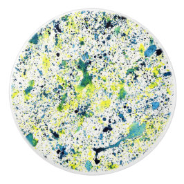 Pomo De Cerámica Resumen azul, verde y amarillo