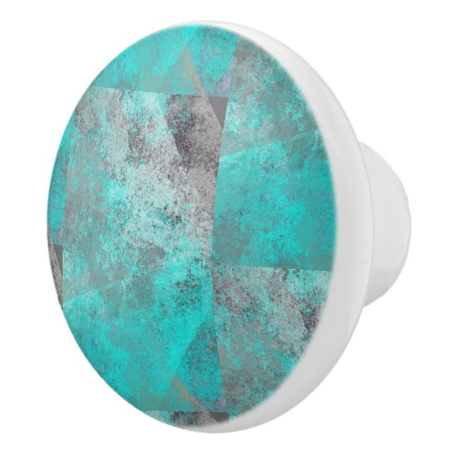 Pomo De Cerámica Resumen azul y gris Aqua Turquoise (Derecha)