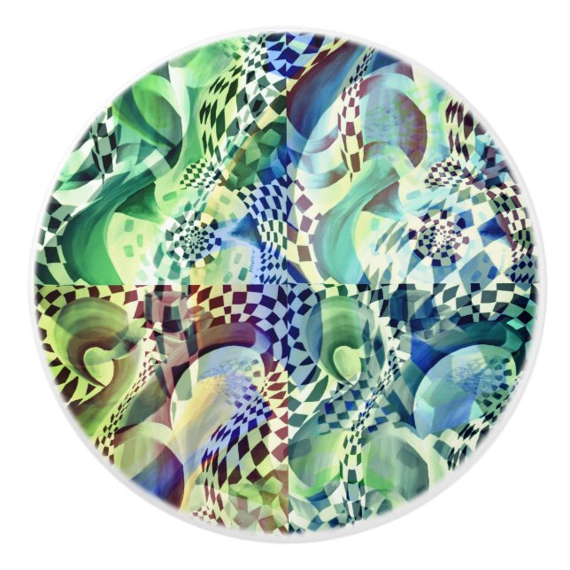 Pomo De Cerámica Resumen de Ardeco Distorsión Esmeralda (Anverso)