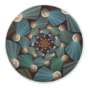Pomo De Cerámica Resumen de arte fractal con pizarra marrón profund