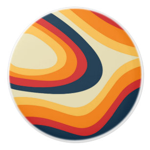 Pomo De Cerámica Resumen de diseño de ondas de estilo retro