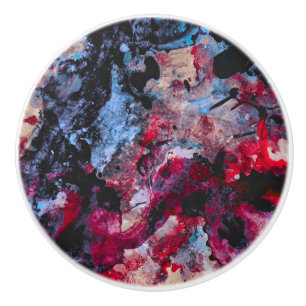 Pomo De Cerámica Resumen de Geode Crystal Agate Rojo