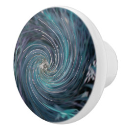 Pomo De Cerámica Resumen de Guay Retro Negro y Verde azulado Swirl 