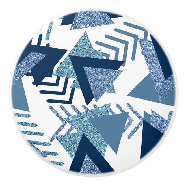 Pomo De Cerámica Resumen de lujo de los años 80 | Formas azul turqu (Anverso)