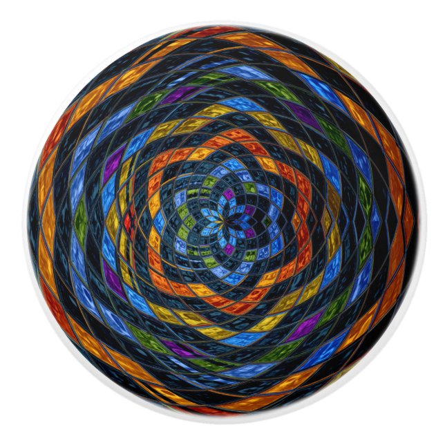 Pomo De Cerámica Resumen de mosaico con vidrio manchado #5 (Anverso)