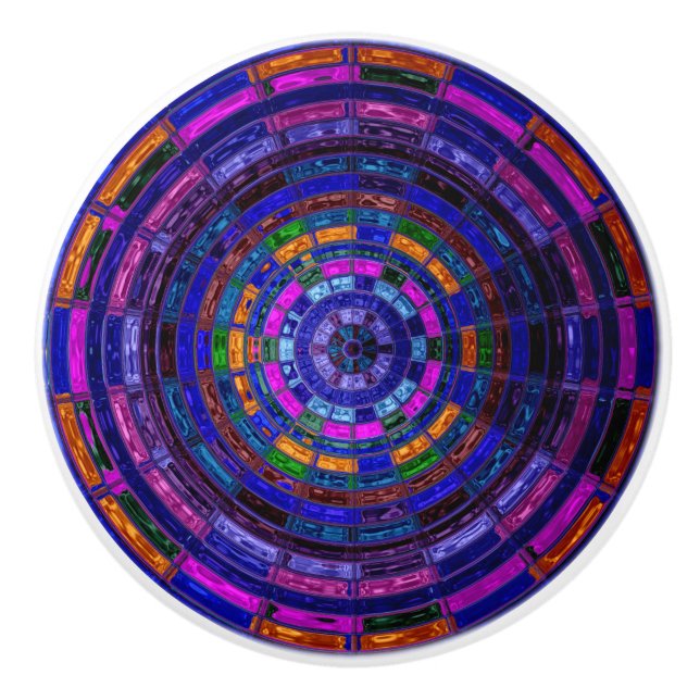 Pomo De Cerámica Resumen de mosaico con vidrio manchado #9 (Anverso)