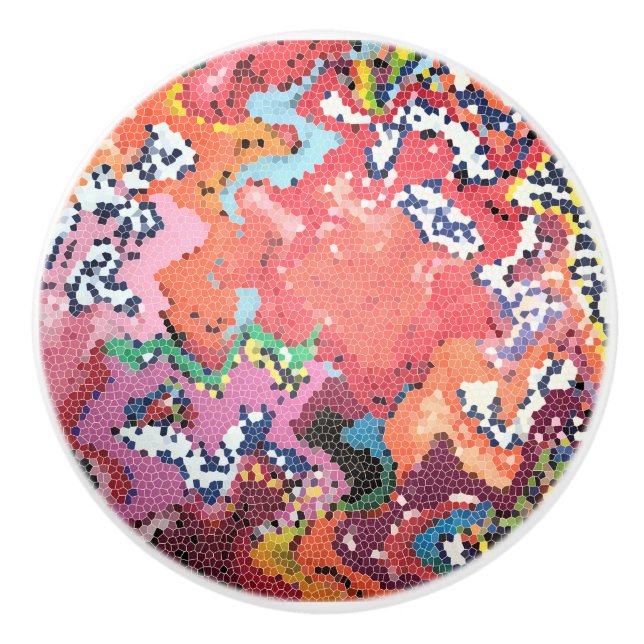 Pomo De Cerámica Resumen de Pasteles Rosa Funky (Anverso)