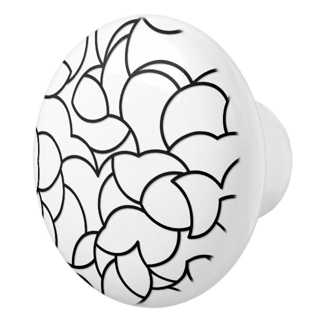 Pomo De Cerámica Resumen de plegado negro y blanco (Derecha)