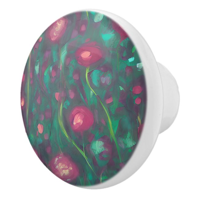 Pomo De Cerámica Resumen de rosas rojas muertas (Derecha)