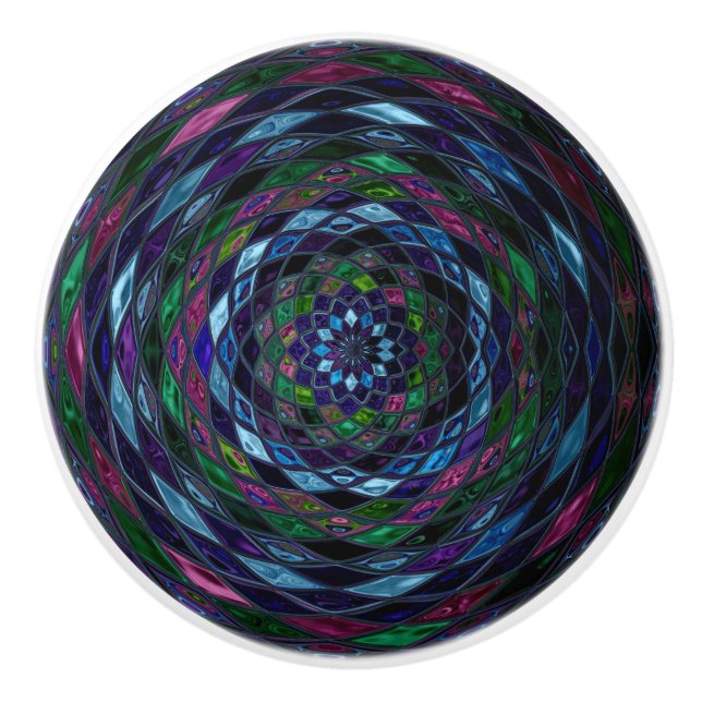 Pomo De Cerámica Resumen de vidrio manchado de mosaico #11 (Anverso)