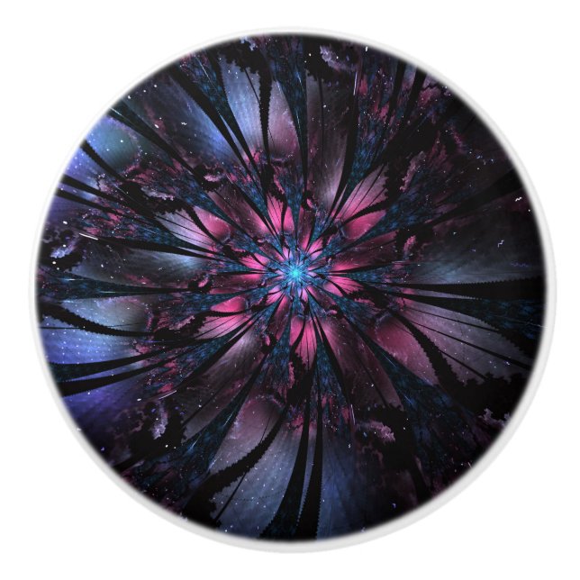 Pomo De Cerámica Resumen del diseño de flor fractal. (Anverso)