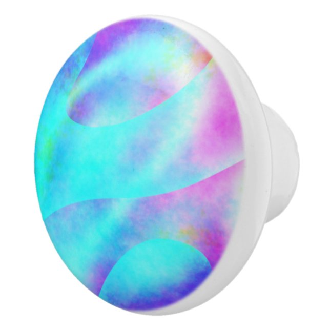 Pomo De Cerámica Resumen Diseño de franja de arco iris flotante (Derecha)