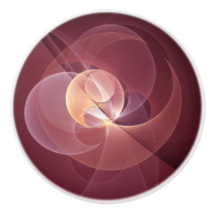 Pomo De Cerámica Resumen Elegante Vino Moderno Arte Fractal Rojo