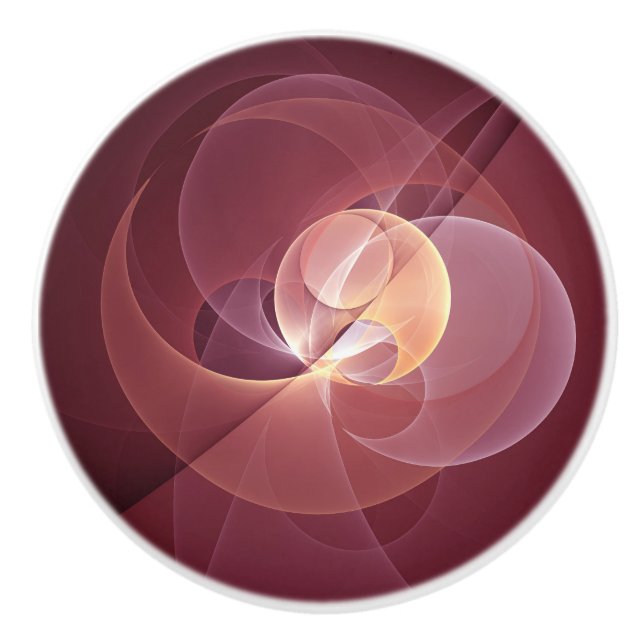 Pomo De Cerámica Resumen Elegante Vino Moderno Arte Fractal Rojo (Anverso)