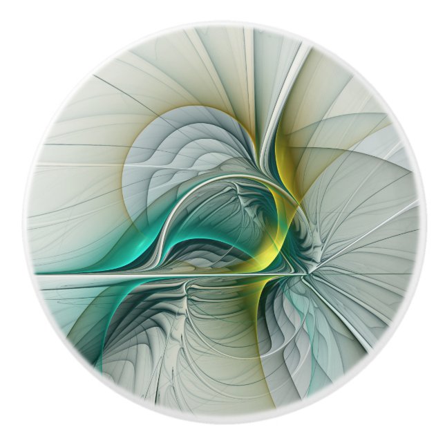 Pomo De Cerámica Resumen hipnótico Fractal Verde azulado Turquesa d (Anverso)