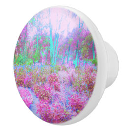 Pomo De Cerámica Resumen impresionista rosa y turquesa