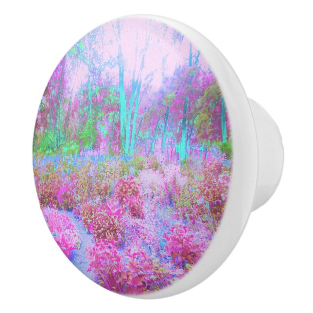 Pomo De Cerámica Resumen impresionista rosa y turquesa (Derecha)