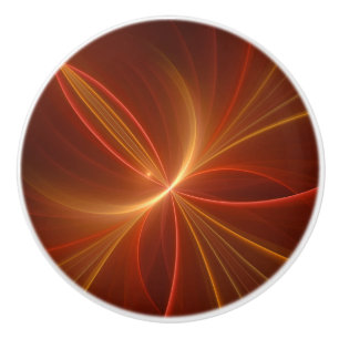 Pomo De Cerámica Resumen místico Arte fractal Colores cálidos moder