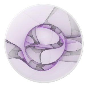 Pomo De Cerámica Resumen moderno Art Fractal Lavender Gris