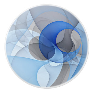 Pomo De Cerámica Resumen moderno Gráfico de arte fractal gris azul