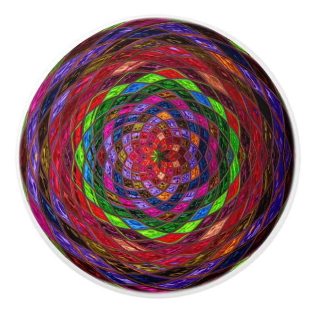 Pomo De Cerámica Resumen Mosaic Vidrio Manchado #6 (Anverso)