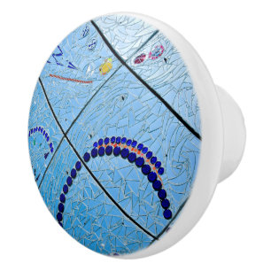 Pomo De Cerámica Resumen Mosaico Espejo Azul