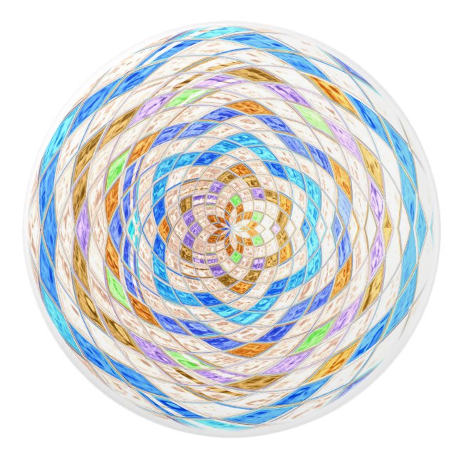 Pomo De Cerámica Resumen Mosaico Vidrio Manchado #4 (Anverso)