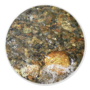 Pomo De Cerámica Resumen natural de guijarros rojos marrones y gris