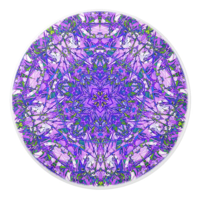 Pomo De Cerámica Resumen púrpura y verde (Anverso)
