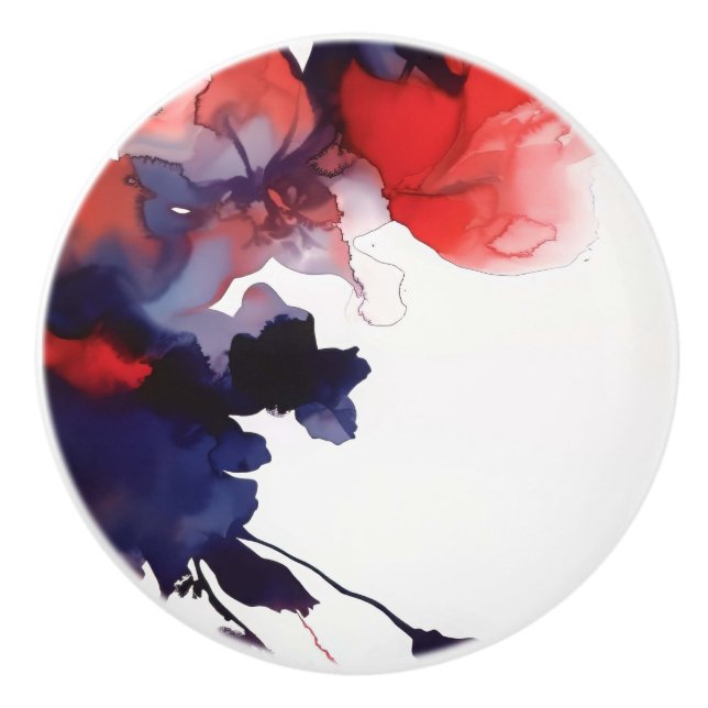 Pomo De Cerámica Resumen rojo y azul (Anverso)