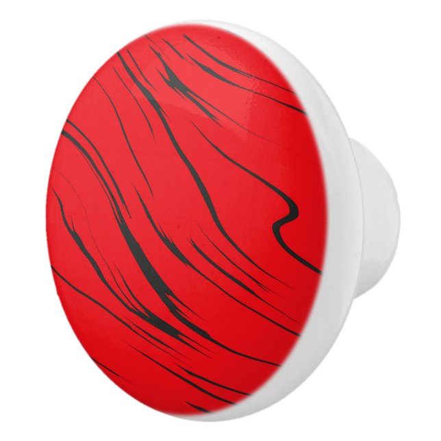 Pomo De Cerámica Resumen rojo y gris (Derecha)