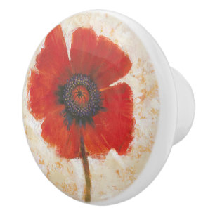 Pomo De Cerámica Retrato de adormidera roja