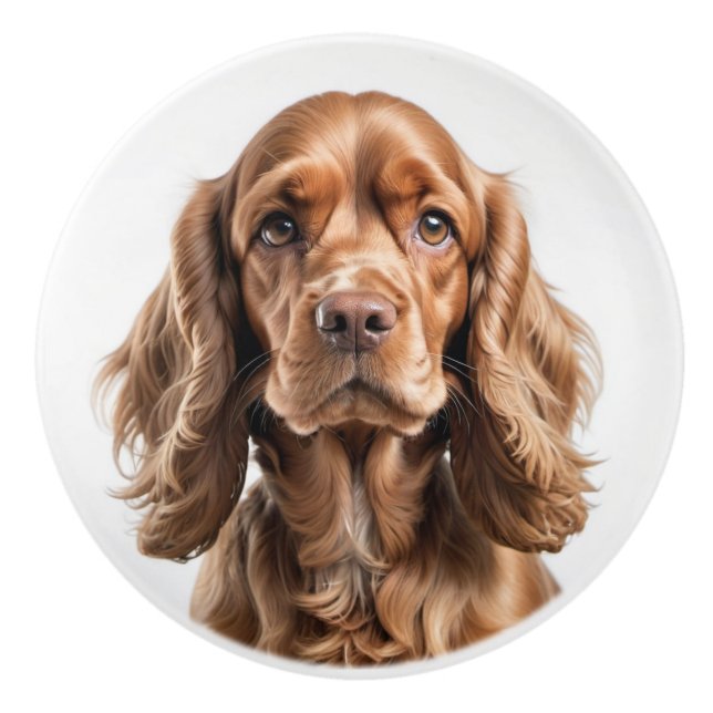 Pomo De Cerámica Retrato de Cocker Spaniel (Anverso)