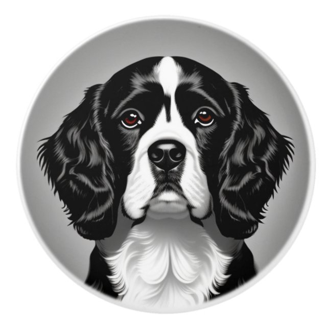 Pomo De Cerámica Retrato de Cocker Spaniel (Anverso)