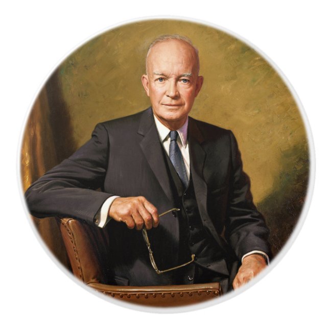 Pomo De Cerámica Retrato de Dwight Eisenhower Presidente de la Casa (Anverso)