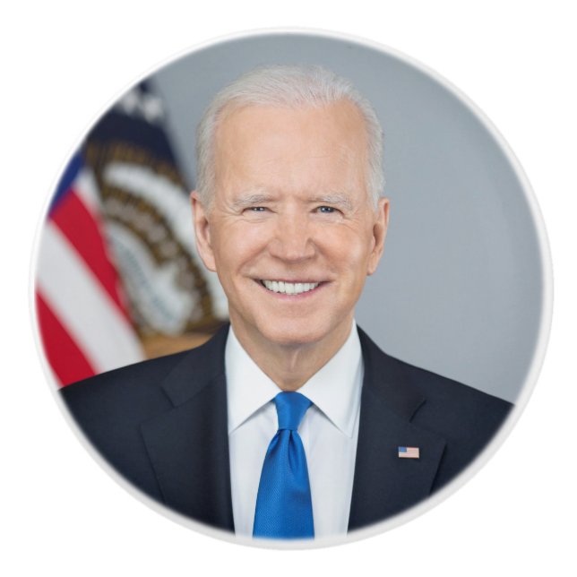Pomo De Cerámica Retrato de la Casa Blanca del presidente Joe Biden (Anverso)